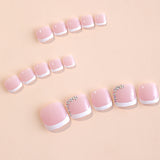 24pcs/Set White French Press On Toe Nails