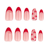 24pcs/Set Red Edge French Tips Press-On Nails