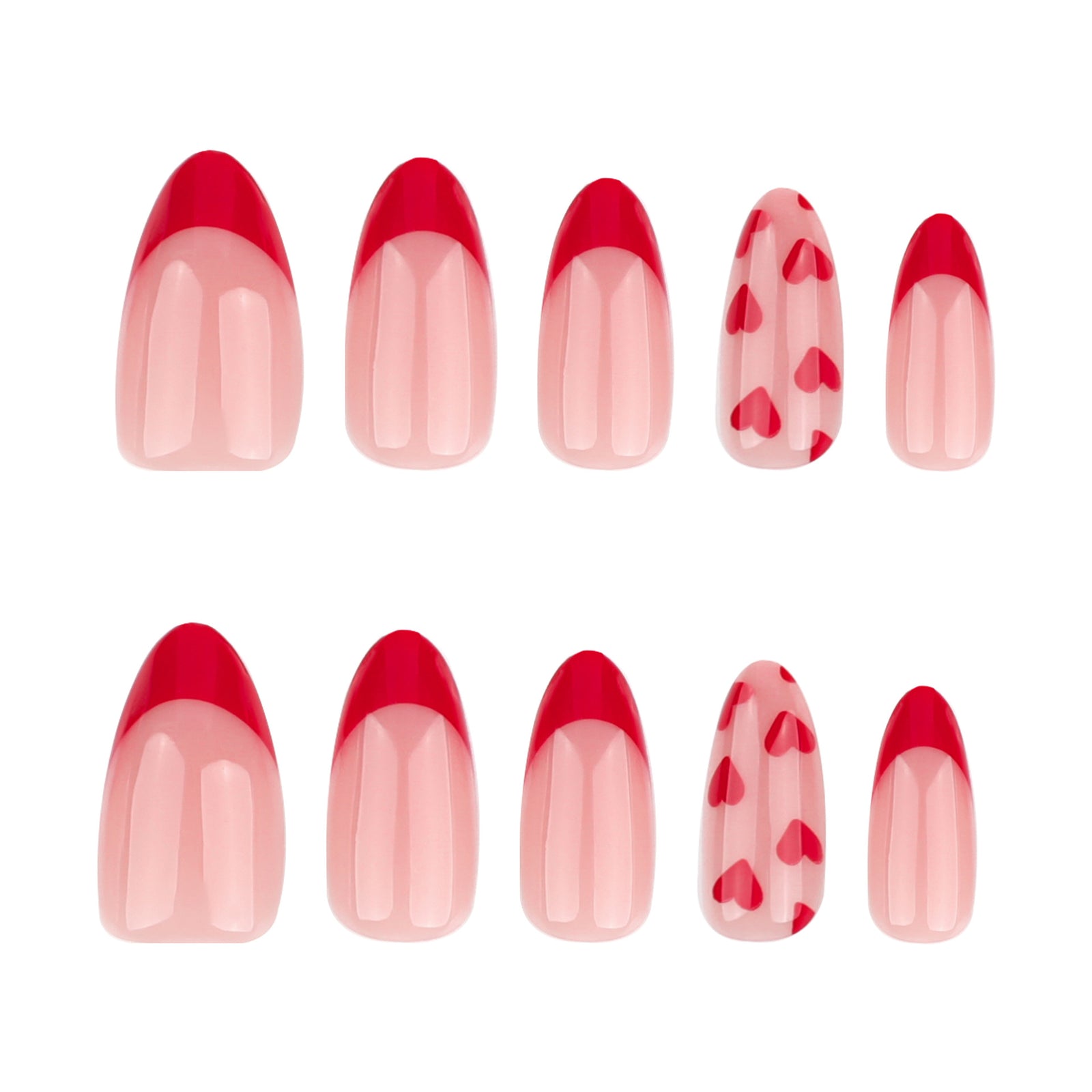 24pcs/Set Red Edge French Tips Press-On Nails