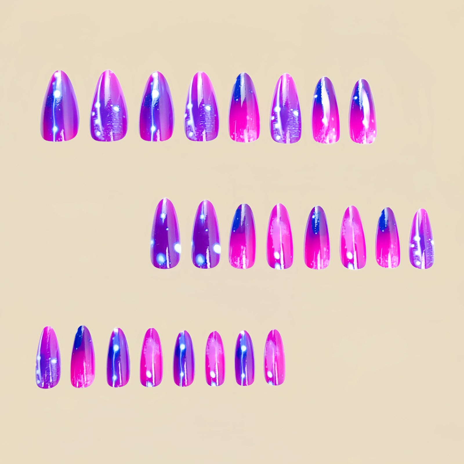 24pcs/Set Colorful Gradient Pink Press-On Nails