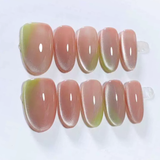 (Handmade) 10pcs/Set Pink Gradient Cat Eye Press-On Nails