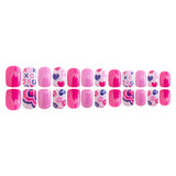 24pcs/Set XO Lip Print Heart Short Press-On Nails