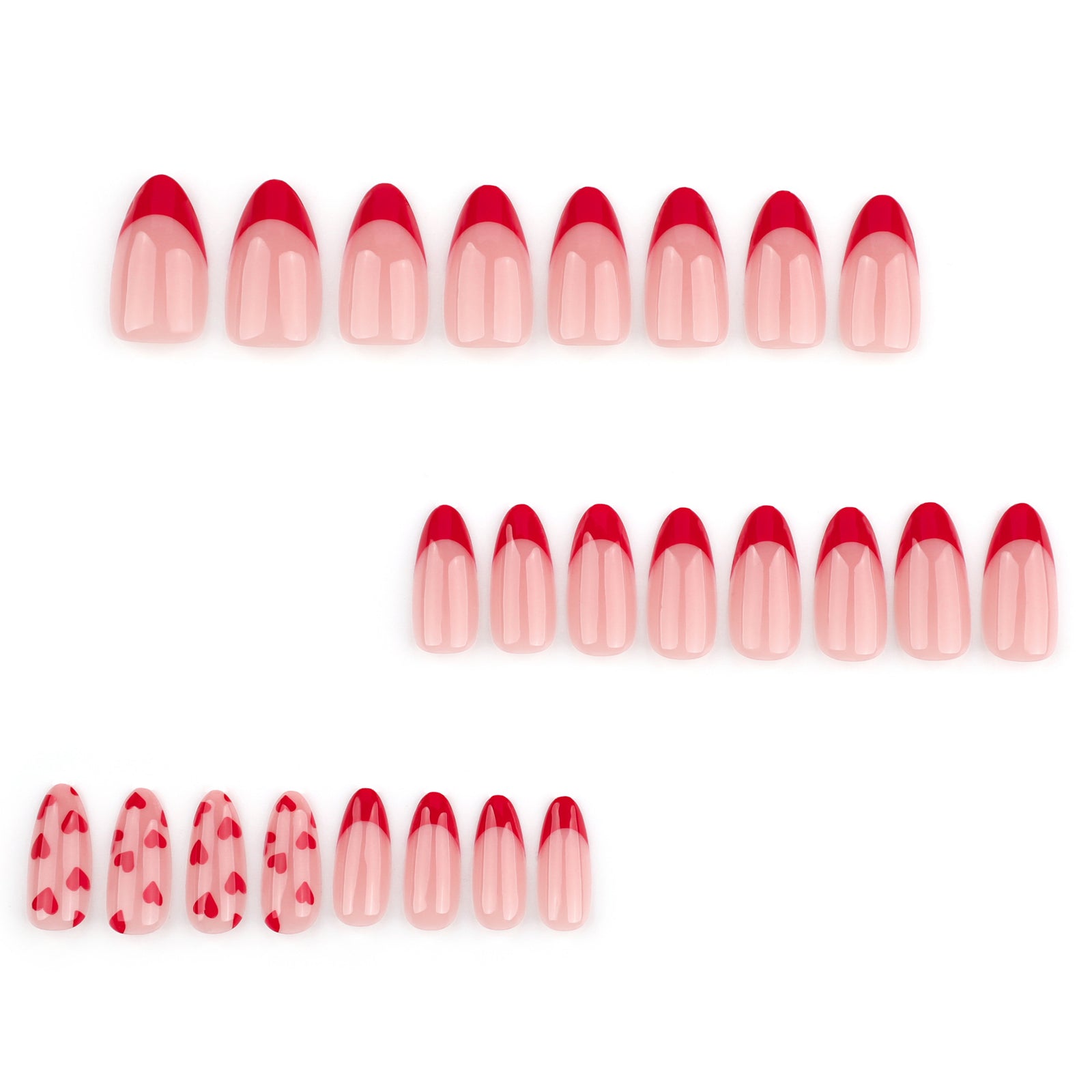 24pcs/Set Red Edge French Tips Press-On Nails