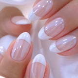 24pcs/Set White French Chrome Press-On Nails