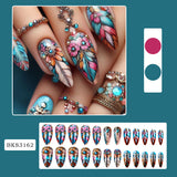 24pcs/Set Colorful Feathers Press-On Nails