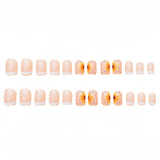 24pcs/Set French Tips Sunflower Short Press-On Nails