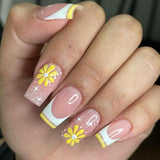 24pcs/Set Fresh Daisy and Stars Press-On Nails