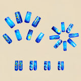 24pcs/Set Blue Ocean Sunrise Press-On Nails