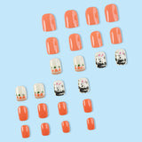 24pcs/Set Carrot Cartoon Little Rabbit Short Press-On Nails