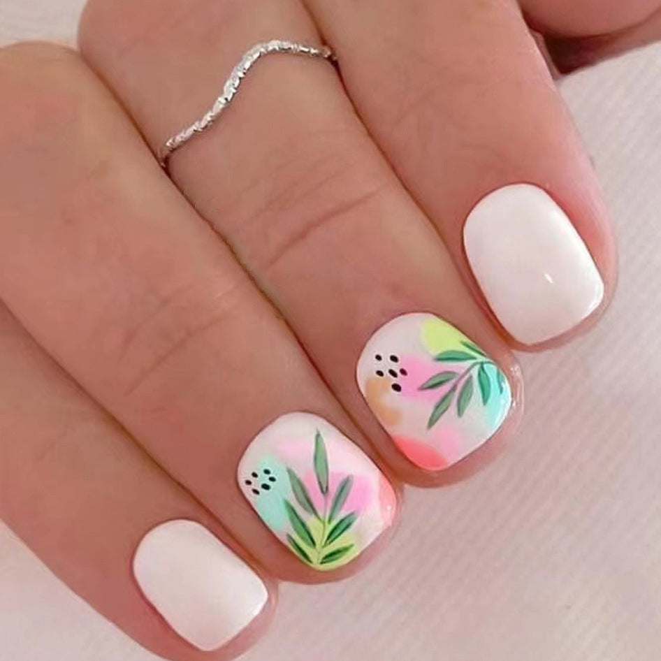 24pcs/Set Colorful Ombre Branch Press-On Nails