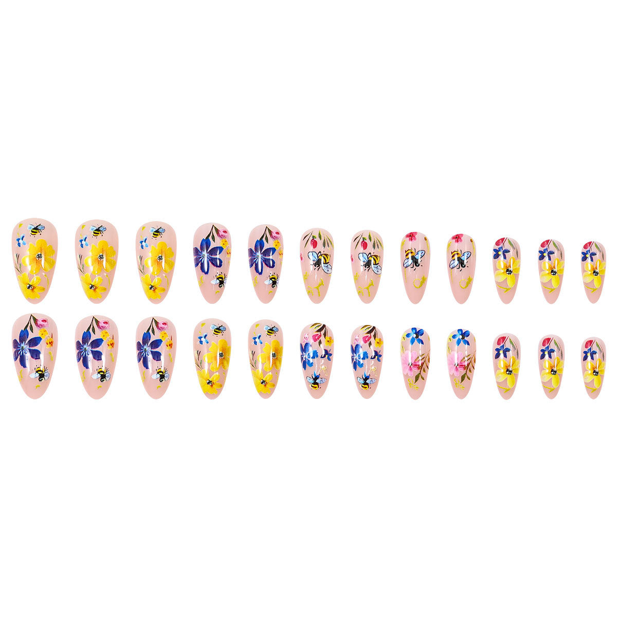 24pcs/Set Bee & Floral Bloom Press-On Nails
