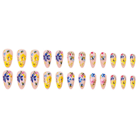 24pcs/Set Bee & Floral Bloom Press-On Nails