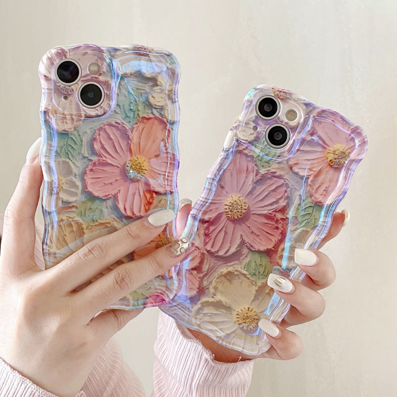 Wavy Edge Blooms Floral iPhone Case