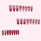 24pcs/Set Valentine Heart Flower Press-On Nails