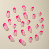24pcs/Set Glitter Line Hot Pink French Press-On Nails