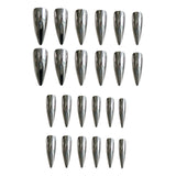 24pcs/Set Solid Metallic Silver Press-On Nails