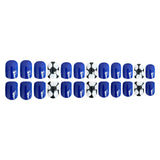24pcs/Set Dark Blue Soccer Press-On Nails