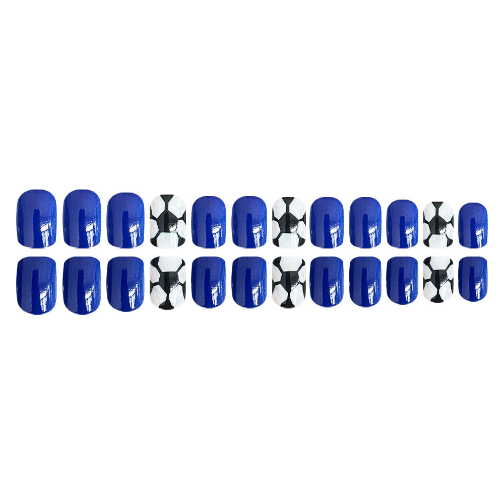 24pcs/Set Dark Blue Soccer Press-On Nails