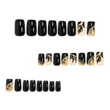 24pcs/Set Glitter Leaf Stripes Press-On Nails