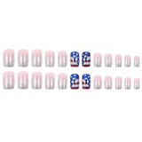 24pcs/Set Independence Day Red & White Stripes Press-On Nails