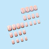 24pcs/Set Nude Pink Aurora French Short Press On Nails