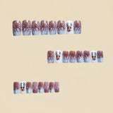 24pcs/Set Brown Reindeer Press-On Nails