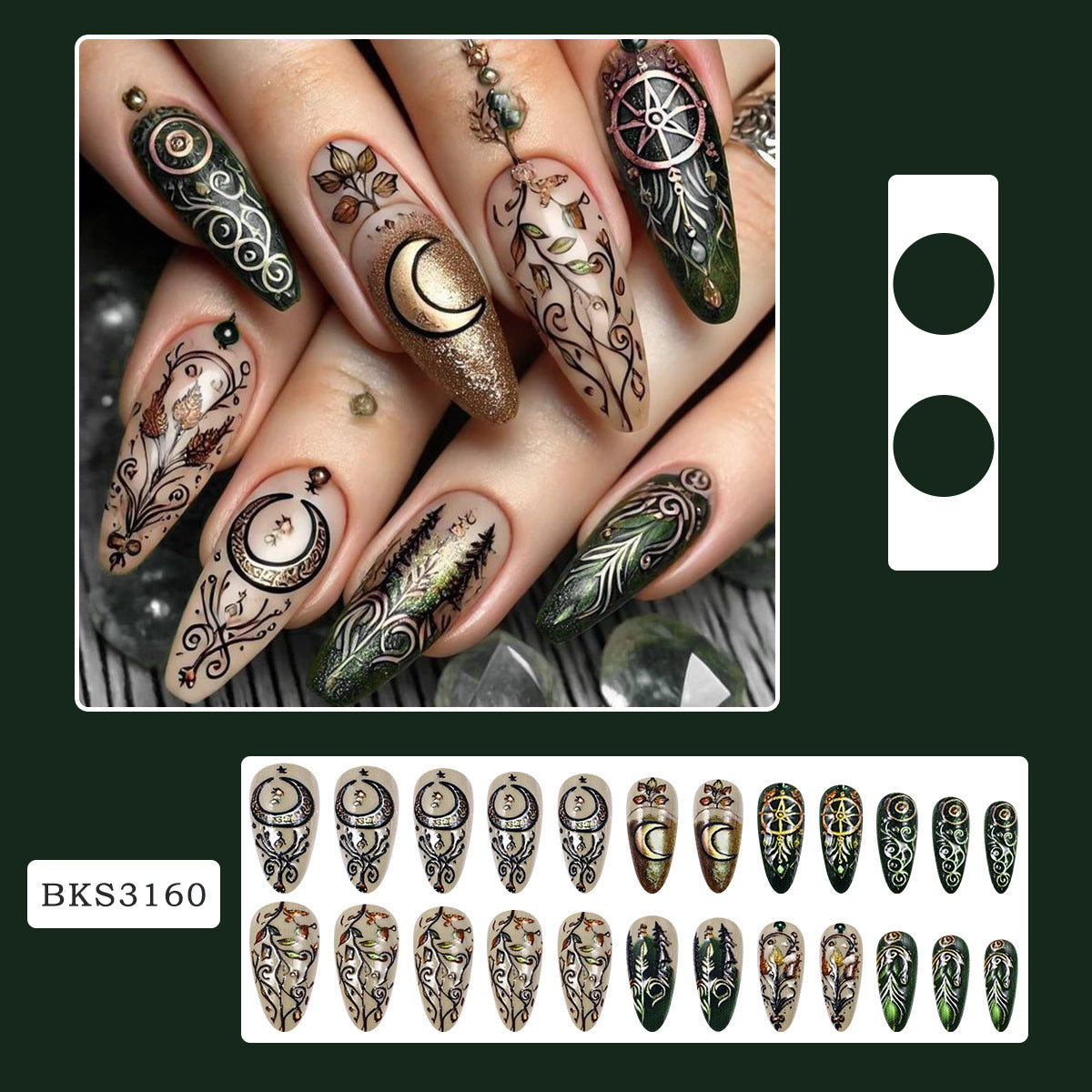 24pcs/Set RMandala Wind Moon Press-On Nails