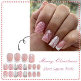 24pcs/Set Christmas French Pink Tree Press On Nails