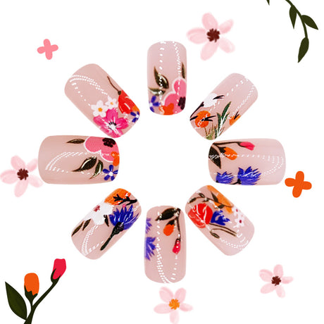 24pcs/Set Spring Bloom French Press-On Nails