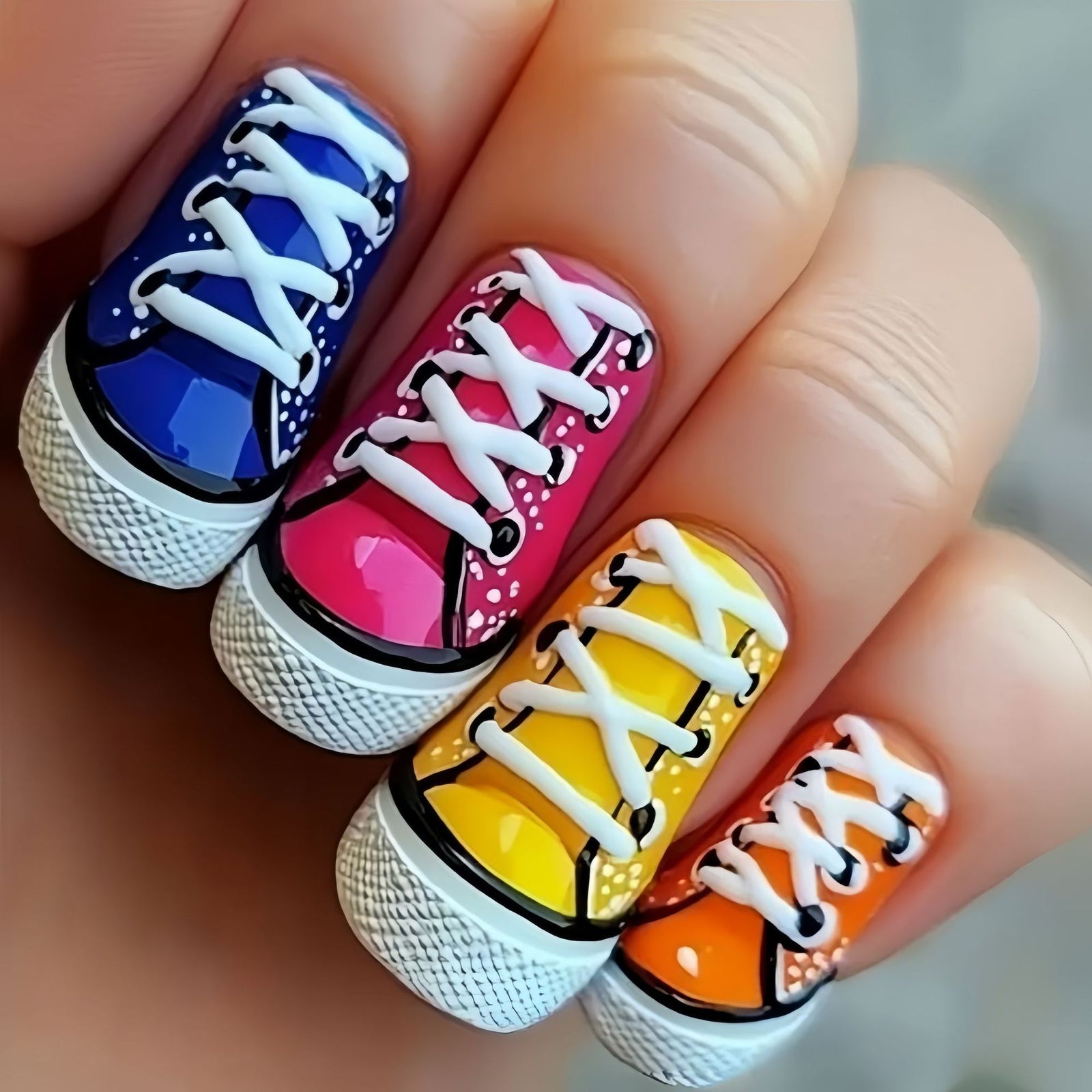 24pcs/Set Colorful Shoes Press-On Nails