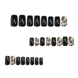 24pcs/Set Black Roses Press-On Nails