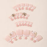 24pcs/Set Delicate Sparkly 3D Floral Rhinestones Press On Toe Nails