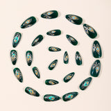 24pcs/Set Glitter Peacock Pattern Press-On Nails