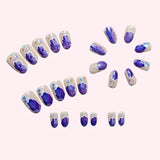 24pcs/Set Purple Floral French Tips Press-On Nails