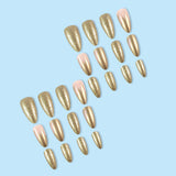 24pcs/Set Gold Glitter French Press-On Nails