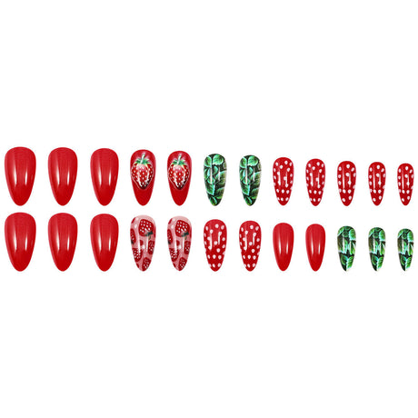 24pcs/Set Red Strawberry Press-On Nails