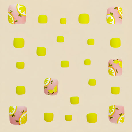 24pcs/Set Matte Yellow Lemon Press On Toe Nails