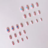 24pcs/Set 3D Embossed Hand-Painted Branches Press-On Nails
