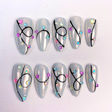 (Handmade) 10pcs/Set Christmas String Lights Press-On Nails