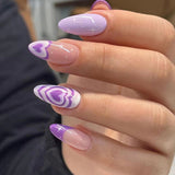 24pcs/Set Purple Heart Press-On Nails