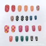 24pcs/Set Dopamine-Inspired Colorful Graffiti Press-On Nails