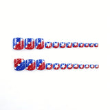 24pcs/Set Flag-Inspired Polka Dot Stars Press On Toe Nails