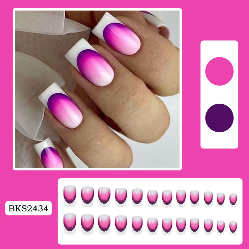 24pcs/Set Ombre Purple French Tips Press-On Nails