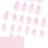 24pcs/Set 3D Bow & Camellia Flower Press-On Nails