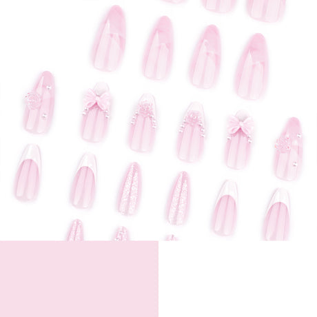 24pcs/Set 3D Bow & Camellia Flower Press-On Nails