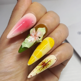 10pcs/Set 3D Art Floral Press-On Nails