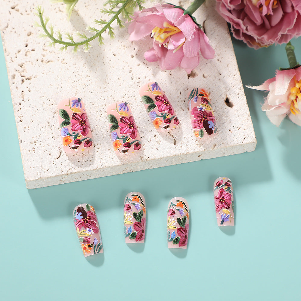 24pcs/Set Graffiti Flowers Press-On Nails