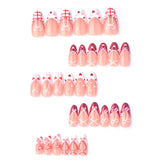 24pcs/Set Heart Bow Cute Plaid Press-On Nails