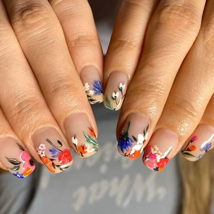 24pcs/Set Spring Bloom French Press-On Nails