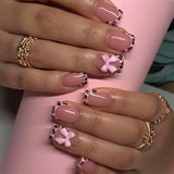 24pcs/Set Pink Leopard & Butterfly Press-On Nails
